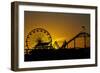 Los Angeles, Santa Monica, Ferris Wheel and Roller Coaster at Sunset-David Wall-Framed Photographic Print