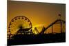 Los Angeles, Santa Monica, Ferris Wheel and Roller Coaster at Sunset-David Wall-Mounted Photographic Print