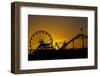 Los Angeles, Santa Monica, Ferris Wheel and Roller Coaster at Sunset-David Wall-Framed Premium Photographic Print