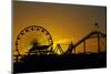 Los Angeles, Santa Monica, Ferris Wheel and Roller Coaster at Sunset-David Wall-Mounted Premium Photographic Print