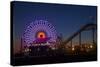 Los Angeles, Santa Monica, Ferris Wheel and Roller Coaster-David Wall-Stretched Canvas