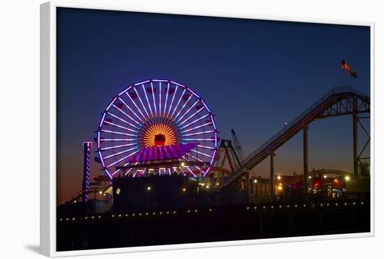 Los Angeles, Santa Monica, Ferris Wheel and Roller Coaster-David Wall-Framed Photographic Print