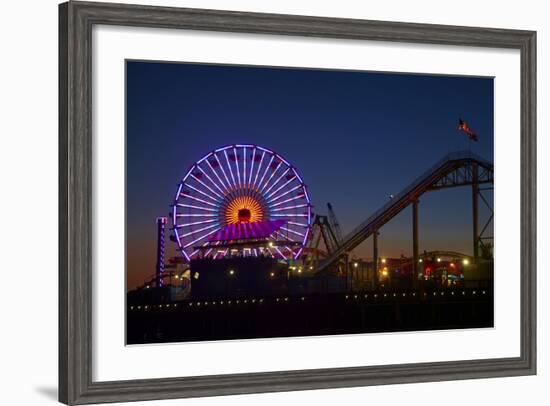 Los Angeles, Santa Monica, Ferris Wheel and Roller Coaster-David Wall-Framed Photographic Print