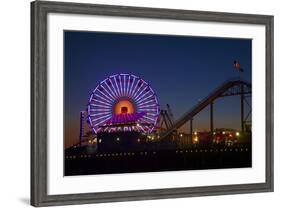 Los Angeles, Santa Monica, Ferris Wheel and Roller Coaster-David Wall-Framed Photographic Print