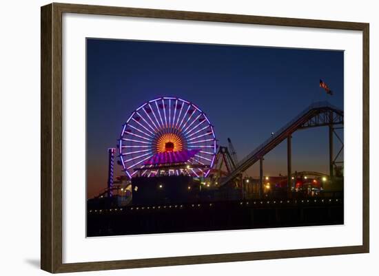 Los Angeles, Santa Monica, Ferris Wheel and Roller Coaster-David Wall-Framed Photographic Print