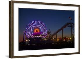 Los Angeles, Santa Monica, Ferris Wheel and Roller Coaster-David Wall-Framed Photographic Print