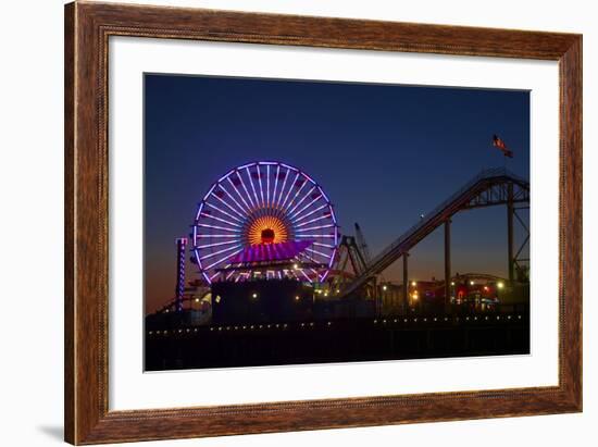 Los Angeles, Santa Monica, Ferris Wheel and Roller Coaster-David Wall-Framed Photographic Print