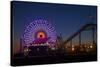 Los Angeles, Santa Monica, Ferris Wheel and Roller Coaster-David Wall-Stretched Canvas