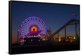Los Angeles, Santa Monica, Ferris Wheel and Roller Coaster-David Wall-Framed Stretched Canvas