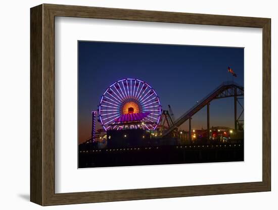 Los Angeles, Santa Monica, Ferris Wheel and Roller Coaster-David Wall-Framed Photographic Print