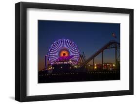 Los Angeles, Santa Monica, Ferris Wheel and Roller Coaster-David Wall-Framed Photographic Print