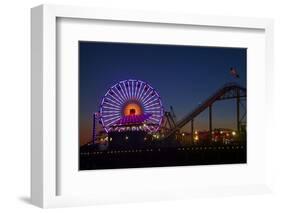 Los Angeles, Santa Monica, Ferris Wheel and Roller Coaster-David Wall-Framed Photographic Print