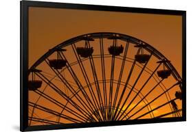 Los Angeles, Santa Monica, Ferris Wheel at Sunset, Santa Monica Pier-David Wall-Framed Photographic Print