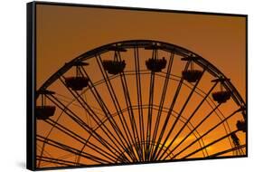 Los Angeles, Santa Monica, Ferris Wheel at Sunset, Santa Monica Pier-David Wall-Framed Stretched Canvas