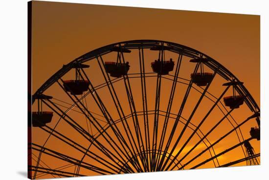 Los Angeles, Santa Monica, Ferris Wheel at Sunset, Santa Monica Pier-David Wall-Stretched Canvas
