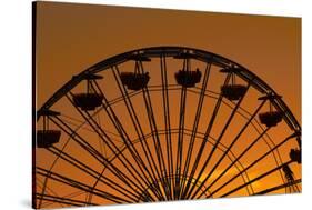 Los Angeles, Santa Monica, Ferris Wheel at Sunset, Santa Monica Pier-David Wall-Stretched Canvas