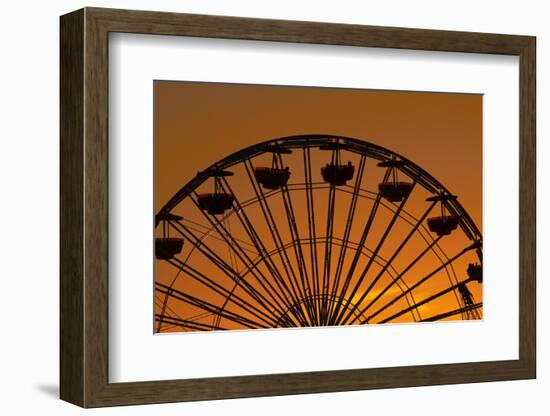 Los Angeles, Santa Monica, Ferris Wheel at Sunset, Santa Monica Pier-David Wall-Framed Photographic Print