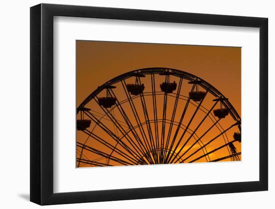 Los Angeles, Santa Monica, Ferris Wheel at Sunset, Santa Monica Pier-David Wall-Framed Photographic Print