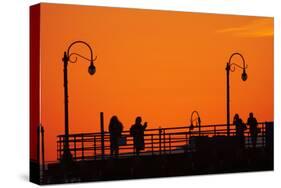 Los Angeles, Santa Monica, Santa Monica Pier at Sunset-David Wall-Stretched Canvas