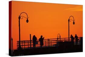 Los Angeles, Santa Monica, Santa Monica Pier at Sunset-David Wall-Stretched Canvas
