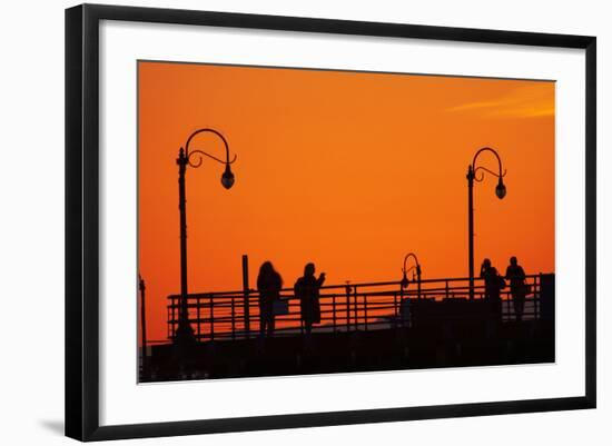 Los Angeles, Santa Monica, Santa Monica Pier at Sunset-David Wall-Framed Photographic Print