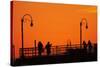 Los Angeles, Santa Monica, Santa Monica Pier at Sunset-David Wall-Stretched Canvas