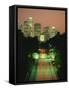 Los Angeles Skyline and Freeway, Illuminated at Night, California, USA-Howell Michael-Framed Stretched Canvas