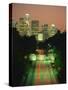 Los Angeles Skyline and Freeway, Illuminated at Night, California, USA-Howell Michael-Stretched Canvas