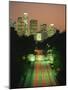 Los Angeles Skyline and Freeway, Illuminated at Night, California, USA-Howell Michael-Mounted Photographic Print