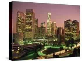 Los Angeles Skyline and Freeways, Illuminated at Night, California, USA-Howell Michael-Stretched Canvas