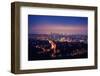 Los Angeles Skyline at Night, View from Hollywood Hills towards 101 Freeway and Downtown.-logoboom-Framed Photographic Print