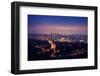 Los Angeles Skyline at Night, View from Hollywood Hills towards 101 Freeway and Downtown.-logoboom-Framed Photographic Print