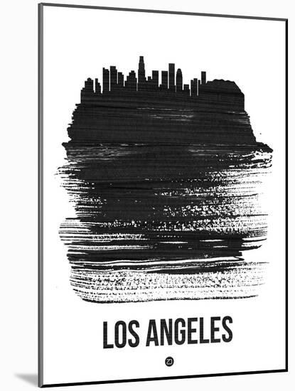 Los Angeles Skyline Brush Stroke - Black-NaxArt-Mounted Art Print