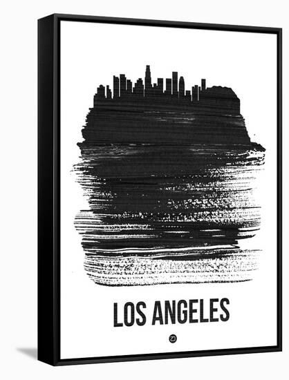 Los Angeles Skyline Brush Stroke - Black-NaxArt-Framed Stretched Canvas