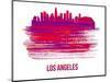 Los Angeles Skyline Brush Stroke - Red-NaxArt-Mounted Art Print