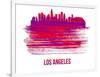 Los Angeles Skyline Brush Stroke - Red-NaxArt-Framed Art Print