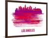 Los Angeles Skyline Brush Stroke - Red-NaxArt-Framed Art Print