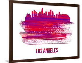 Los Angeles Skyline Brush Stroke - Red-NaxArt-Framed Art Print