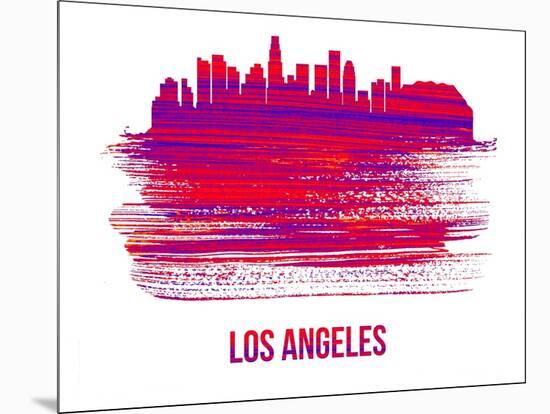 Los Angeles Skyline Brush Stroke - Red-NaxArt-Mounted Art Print