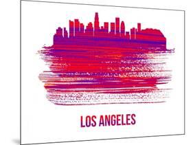 Los Angeles Skyline Brush Stroke - Red-NaxArt-Mounted Art Print