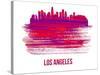 Los Angeles Skyline Brush Stroke - Red-NaxArt-Stretched Canvas