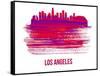 Los Angeles Skyline Brush Stroke - Red-NaxArt-Framed Stretched Canvas