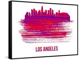 Los Angeles Skyline Brush Stroke - Red-NaxArt-Framed Stretched Canvas