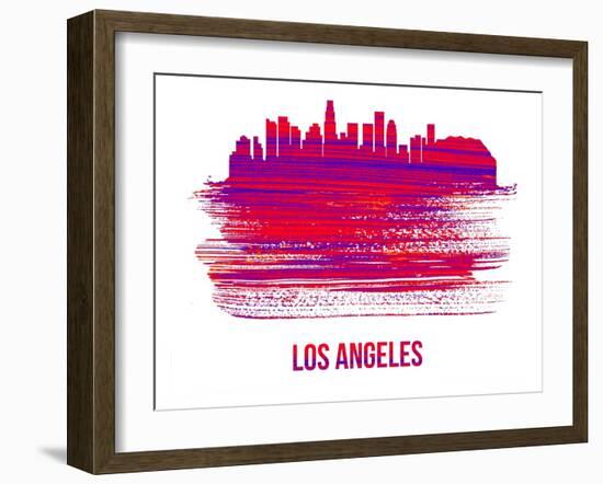 Los Angeles Skyline Brush Stroke - Red-NaxArt-Framed Art Print