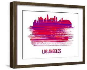 Los Angeles Skyline Brush Stroke - Red-NaxArt-Framed Art Print