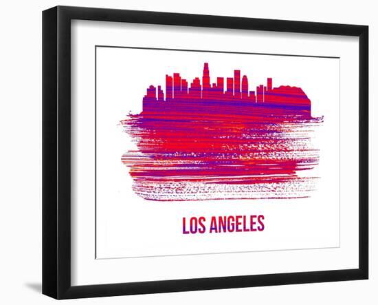 Los Angeles Skyline Brush Stroke - Red-NaxArt-Framed Art Print