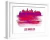 Los Angeles Skyline Brush Stroke - Red-NaxArt-Framed Art Print