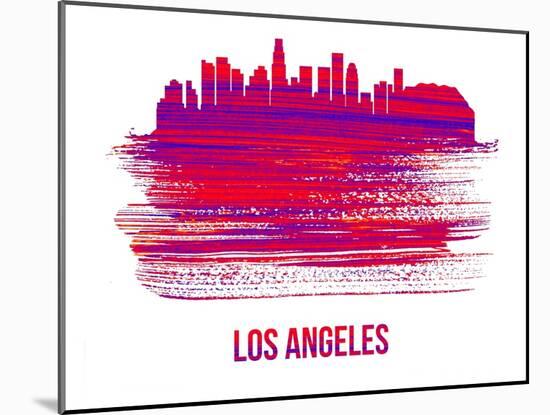 Los Angeles Skyline Brush Stroke - Red-NaxArt-Mounted Art Print