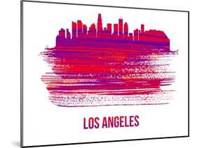 Los Angeles Skyline Brush Stroke - Red-NaxArt-Mounted Art Print