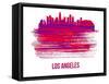 Los Angeles Skyline Brush Stroke - Red-NaxArt-Framed Stretched Canvas